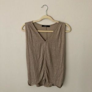 Anthropologie Amadi Gina Linen Drape Tank in Tan S